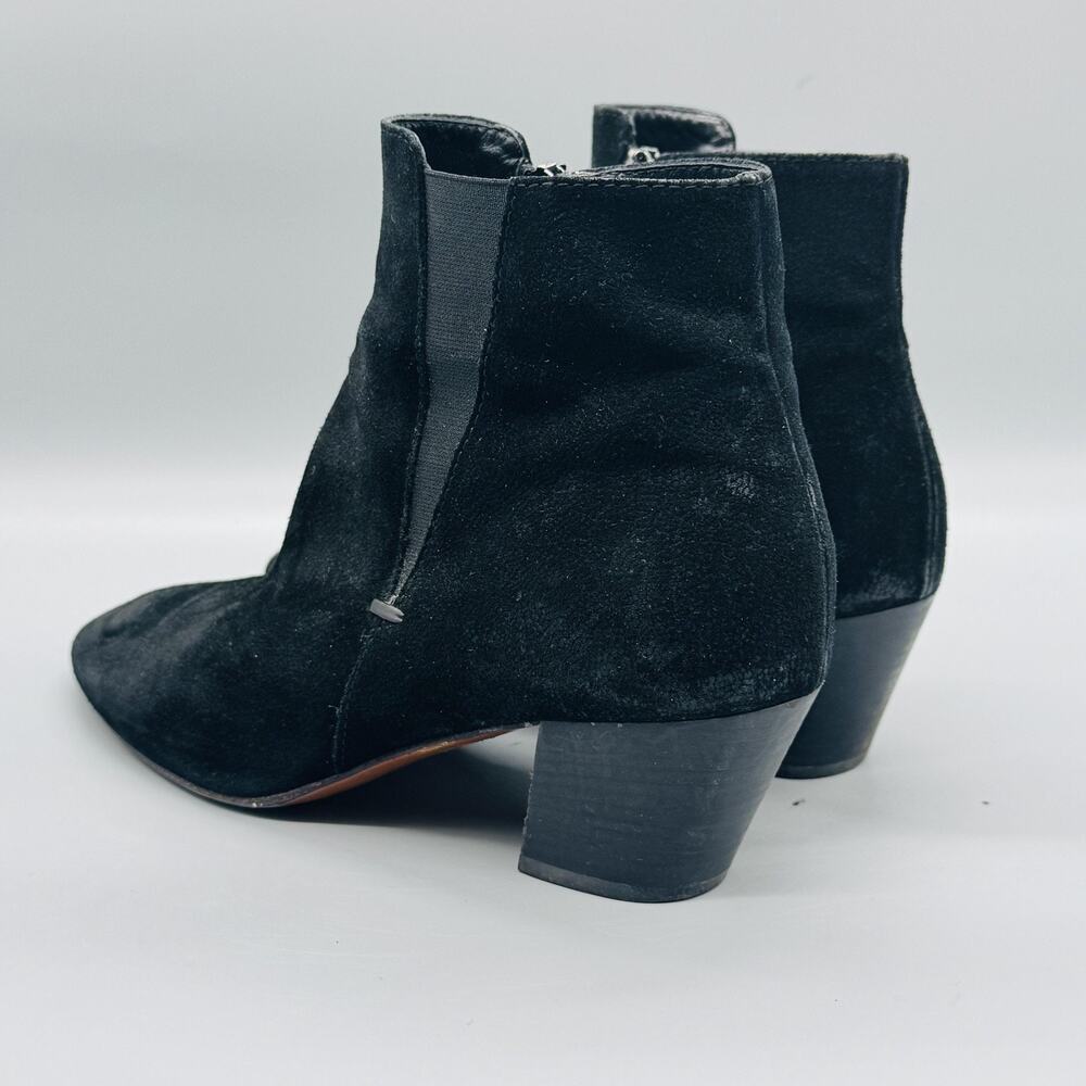 Aquatalia Boots Womens 9.5 Black Suede Waterproof Ankle Booties Block Heel Zip - Picture 5 of 10